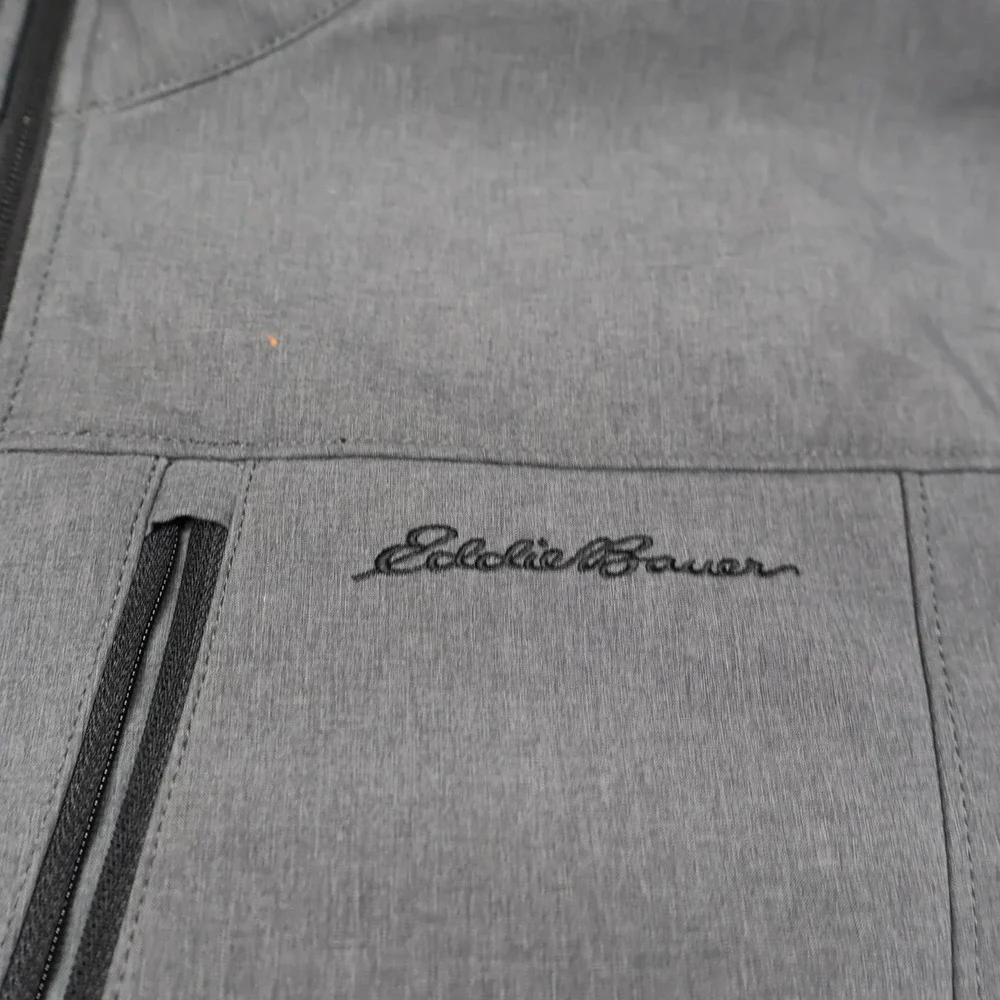 Eddie Bauer Jacket Mens Large‎ Tall Grey Softshell Wind Rain Full Zip Outdoor